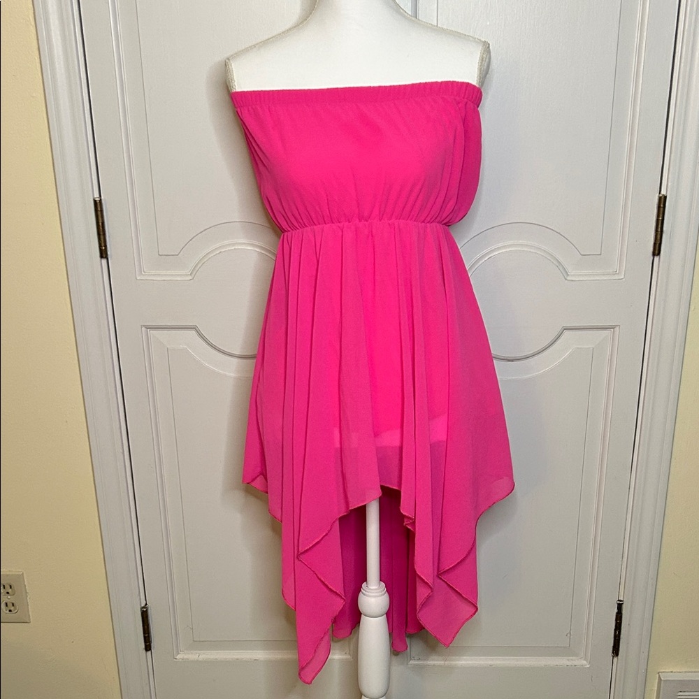 Pink Strapless High-Low Dress (M)